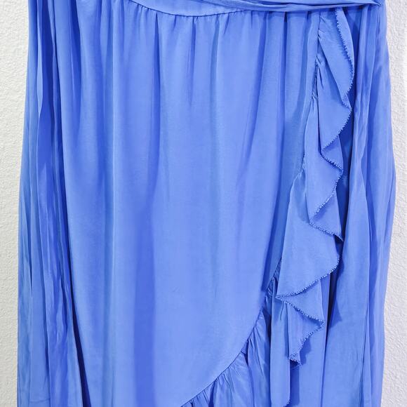 Joie Silk Dress One-Shoulder Ruffle Blue Size M Romantic Evening Flow - Picture 5 of 9